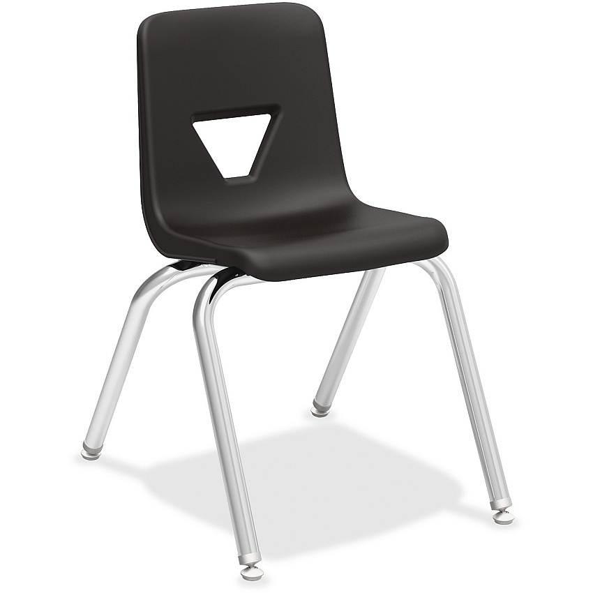 Lorell 16" Seat-height Student Stack Chairs Four-legged Base - Black - Polypropylene - 4 / Carton (LLR99888)