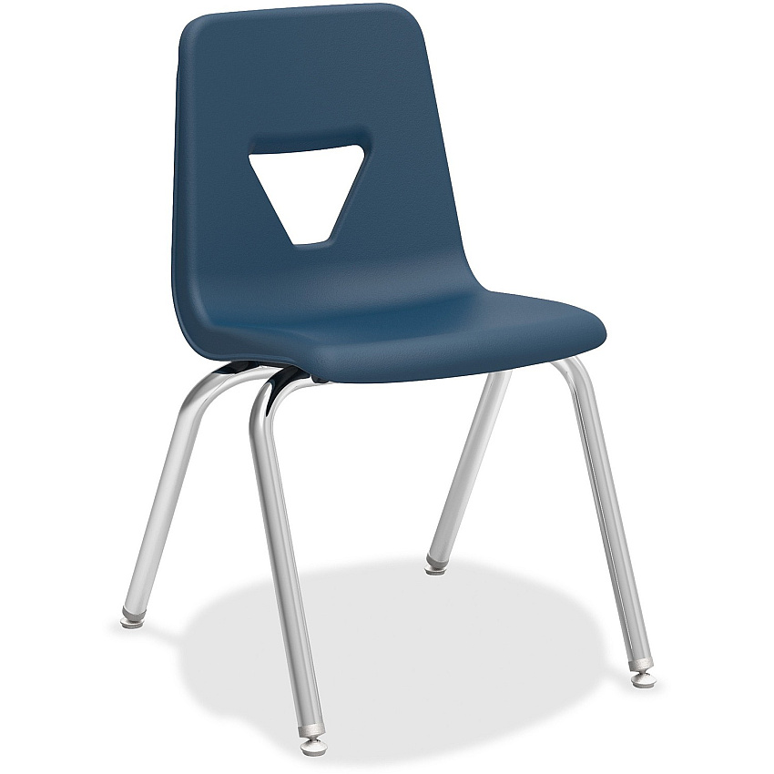 Lorell 18" Seat-height Student Stack Chairs Four-legged Base - Navy - Polypropylene - 4 / Carton (LLR99890)
