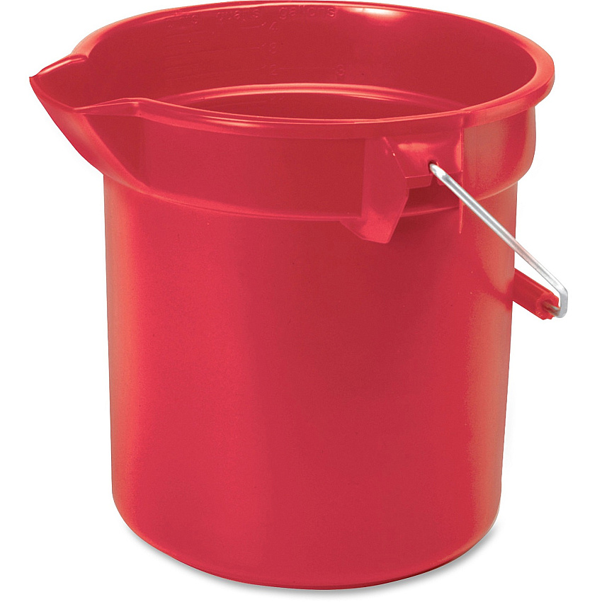 Rubbermaid Commercial Brute 14-quart Round Bucket 3.50 gal - Heavy Duty, Rust Resistant, Bend Resistant, Graduated, Stackable, Handle - 11.2" - Steel, High-density Polyethylene (HDPE), Plastic - Red, Nickel, Chrome - 6 / Carton (261400RDCT)