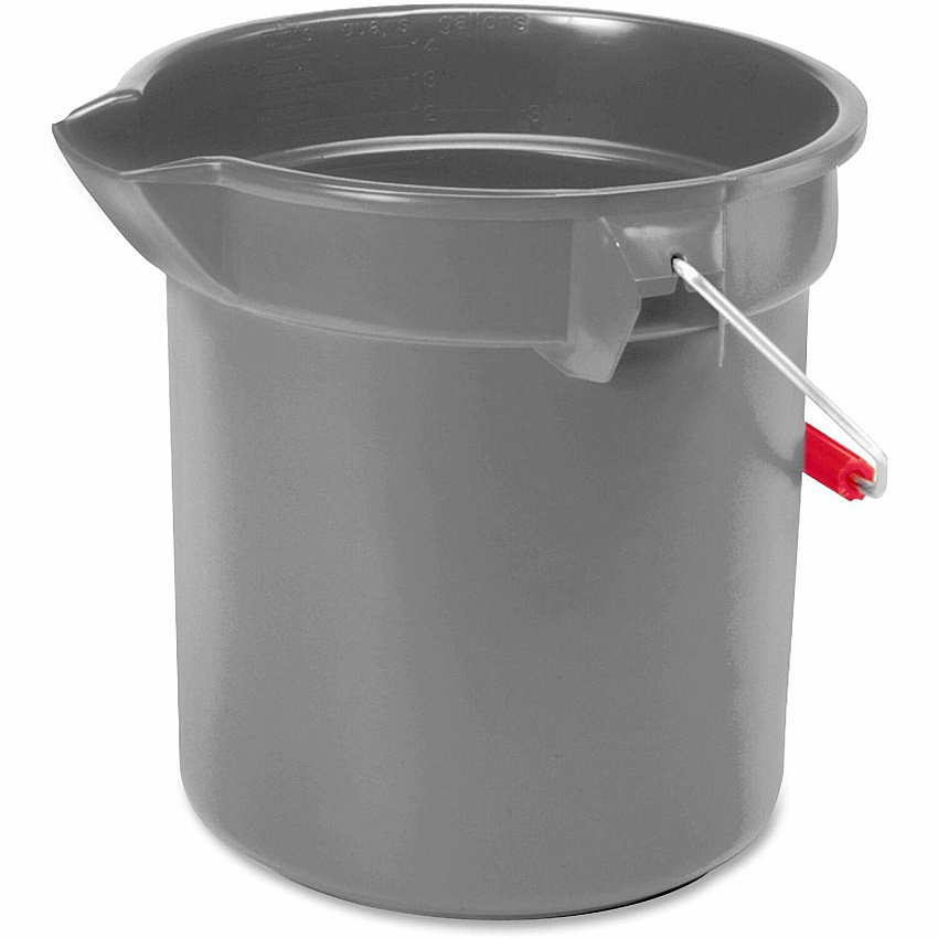 Rubbermaid Commercial Brute 10-quart Utility Bucket 2.50 gal - Heavy Duty, Rust Resistant, Bend Resistant - 10.2" - Plastic, Steel, High-density Polyethylene (HDPE) - Gray, Nickel, Chrome - 12 / Carton (296300GYCT)