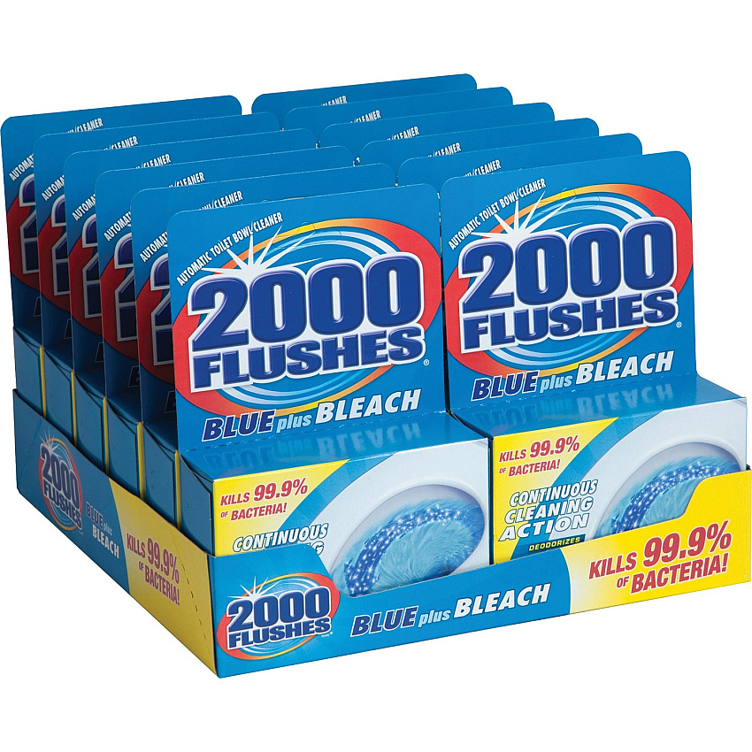WD-40 2000 Flushes Blue/Bleach Bowl Cleaner Tablets Concentrate - 3.50 oz (0.22 lb) - Antibacterial, Deodorant - Blue - 12 / Carton (208017CT)