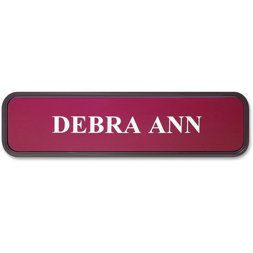 Xstamper Designer Framed Wall/Door Sign 8" Width x 2" Height - Rectangular Shape - Rounded Corner - Plastic - Brown - 1 Each (G33)