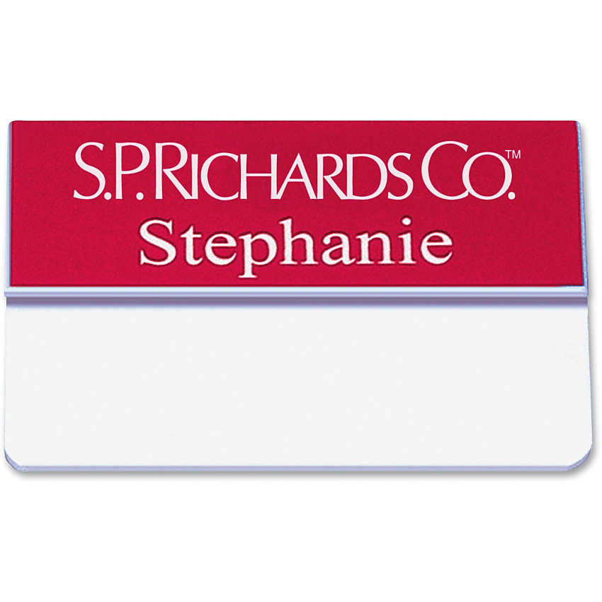 Xstamper Pocket Name Badge With Logo Logo Design - 0.7" Width x 3" Height - Rectangular Shape - Durable - Plastic - Assorted - 1 Each (J41)
