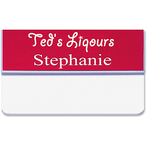 Xstamper Pocket Name Badge With Logo Logo Design - 1" Width x 3" Height - Rectangular Shape - Durable - Plastic - Assorted - 1 Each (J42)