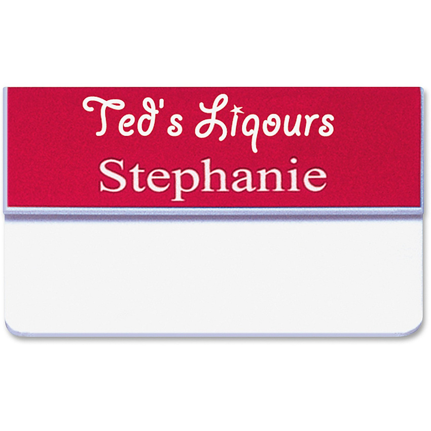Xstamper Pocket Name Badge With Logo Logo Design - 1" Width x 3" Height - Rectangular Shape - Durable - Plastic - Assorted - 1 Each (J42)