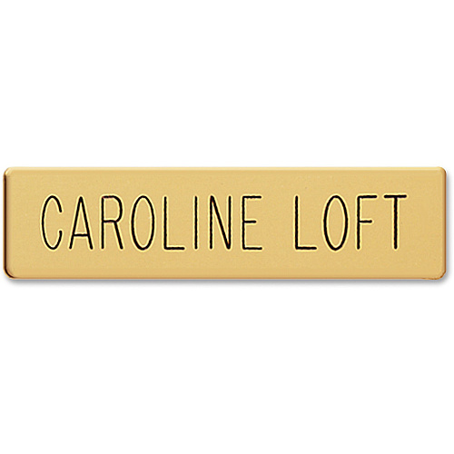 Xstamper Black Letters/Gold Metal Uniform Badge 2.5" Width x 0.6" Height - Rectangular Shape - Clutch Fastener - Metal - Gold - 1 Each (J50)