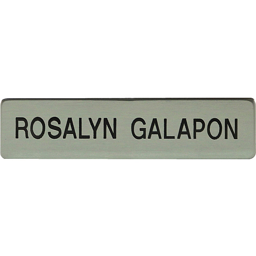 Xstamper Black Letters/Silver Metal Uniform Badge 2.5" Width x 0.6" Height - Rectangular Shape - Clutch Fastener - Metal - Silver - 1 Each (J51)