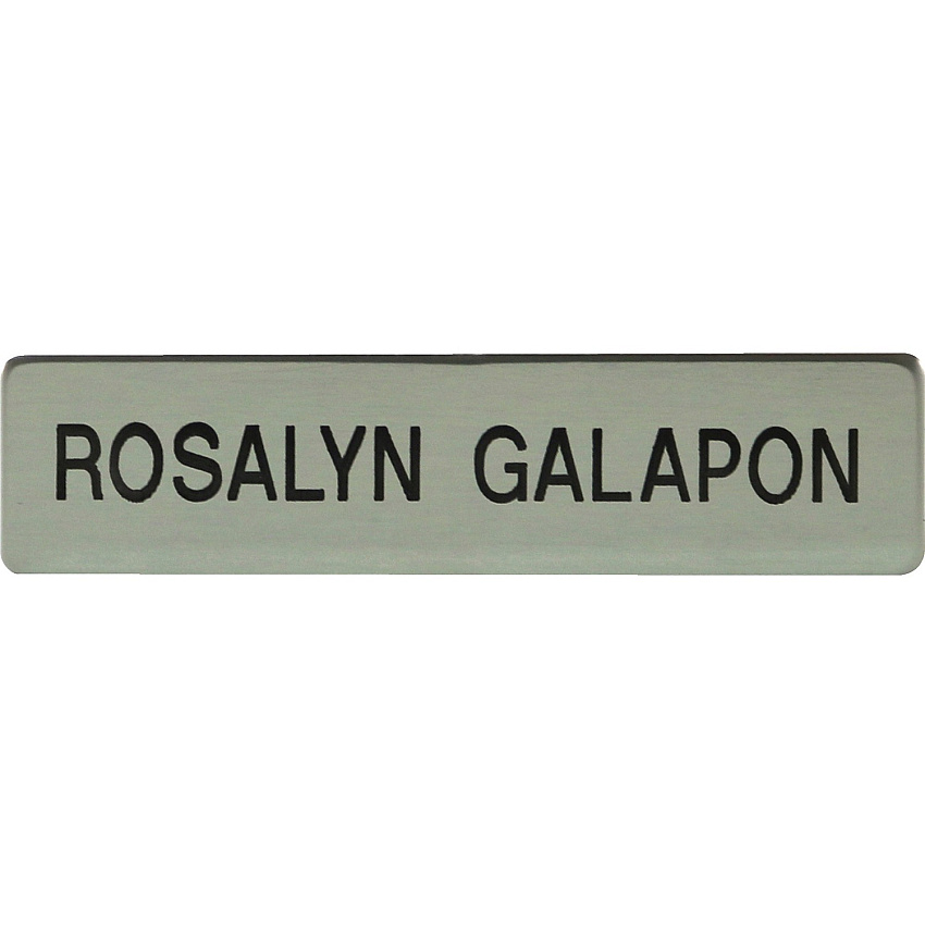 Xstamper Black Letters/Silver Metal Uniform Badge 2.5" Width x 0.6" Height - Rectangular Shape - Clutch Fastener - Metal - Silver - 1 Each (J51)