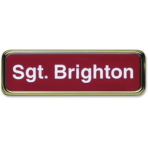 Xstamper Gold Frame Name Badge 1" Width x 3" Height - Rectangular Shape - Durable - Plastic - 1 Each (J60)