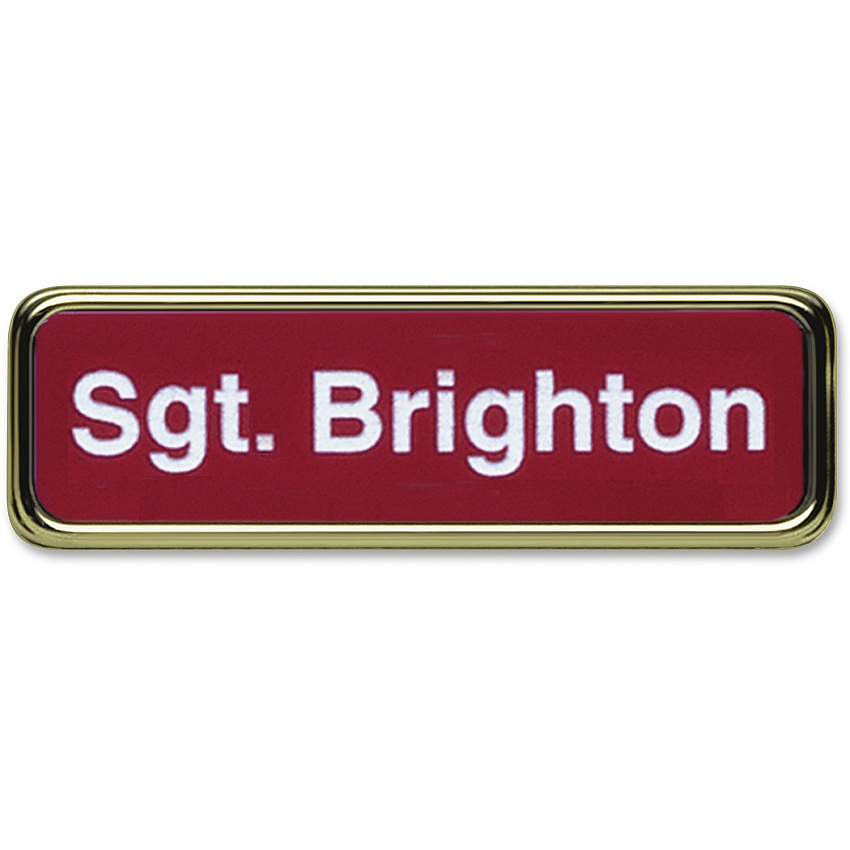Xstamper Gold Frame Name Badge 1" Width x 3" Height - Rectangular Shape - Durable - Plastic - 1 Each (J60)