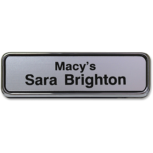 Xstamper Gold Frame Name Badge 1" Width x 3" Height - Rectangular Shape - Durable - Plastic - 1 Each (J61)