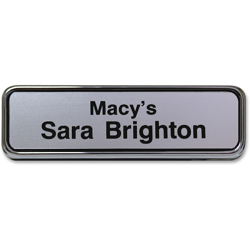 Xstamper Gold Frame Name Badge 1" Width x 3" Height - Rectangular Shape - Durable - Plastic - 1 Each (J61)