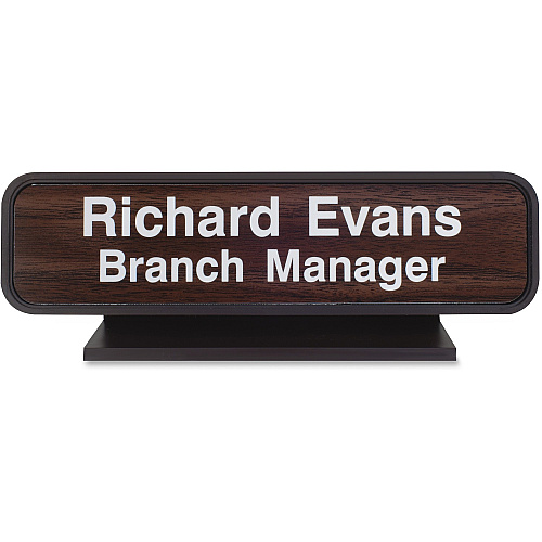 Xstamper Designer Framed Desk Sign Logo Design - 8" Width x 2" Height - Rectangular Shape - Rounded Corner - Plastic - 1 Each (K23)