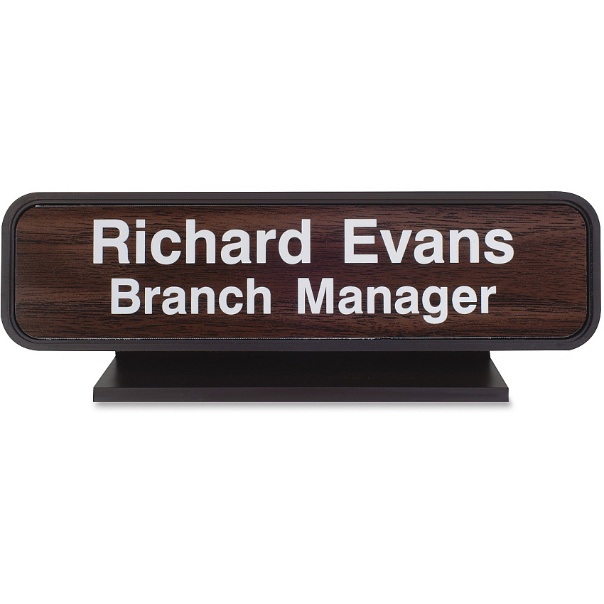 Xstamper Designer Framed Desk Sign Logo Design - 8" Width x 2" Height - Rectangular Shape - Rounded Corner - Plastic - 1 Each (K23)