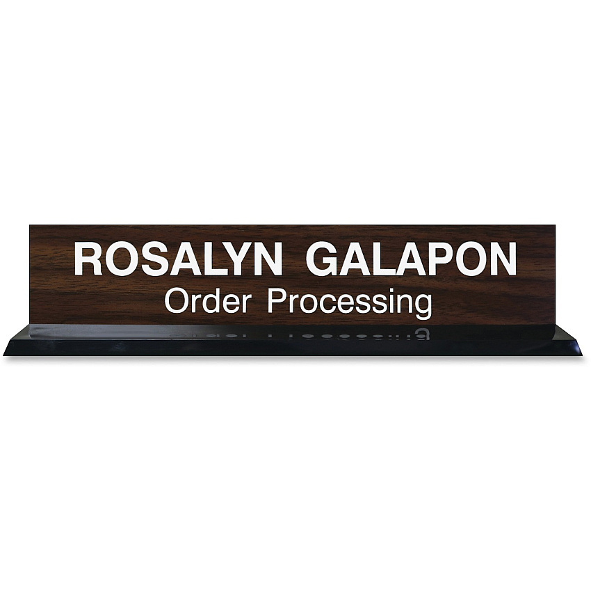 Xstamper 2"x10" Acrylic Base Desk Sign Set 10" Width x 2" Height - Rectangular Shape - Durable, Square Corner - Acrylic, Plastic - 1 Each (K45)