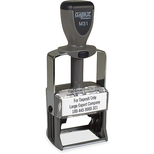 Xstamper ClassiX Self-inking Steel Message Stamp Message Stamp - 1.13" Impression Width x 1.63" Impression Length - Assorted - Steel - 1 Each (M31)
