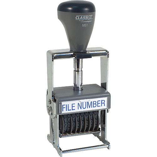 Xstamper ClassiX Self-inking Number Stamp Number Stamp - 1.13" Impression Width x 1.63" Impression Length - 7000 Impression(s) - 8 Bands - Assorted - Steel - 1 Each (M51)