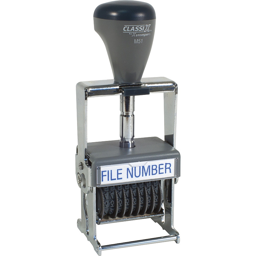 Xstamper ClassiX Self-inking Number Stamp Number Stamp - 1.13" Impression Width x 1.63" Impression Length - 7000 Impression(s) - 8 Bands - Assorted - Steel - 1 Each (M51)