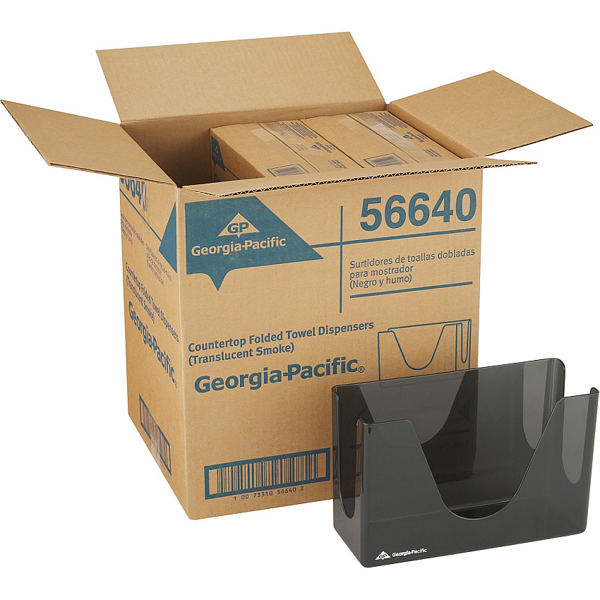FranklinCovey Georgia-Pacific Countertop C-Fold/M-Fold Paper Towel Dispenser C Fold, Multifold Dispenser - 7" Height x 11" Width x 4.4" Depth - Plastic - Smoke - Durable, Washable - 6 / Carton (56640CT)