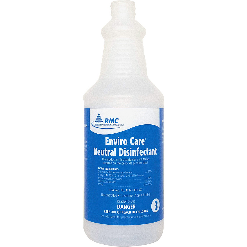 Rochester Midland RMC Neutral Disinfectant Spray Bottle 48 / Carton - Frosted Clear - Plastic (35064573CT)