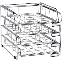Alba 4 Drawer Letter Tray 4 Compartment(s) - Compartment Size : 2.56" x 11.61" x 14.96" - 15.16" Height12.20" Depth x 12.40" Length - Desktop - Anti-static, Anti-slip - Chrome - Metal - 1 Each (COR4F)