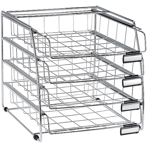 Alba 4 Drawer Letter Tray 4 Compartment(s) - Compartment Size : 2.56" x 11.61" x 14.96" - 15.16" Height12.20" Depth x 12.40" Length - Desktop - Anti-static, Anti-slip - Chrome - Metal - 1 Each (COR4F)