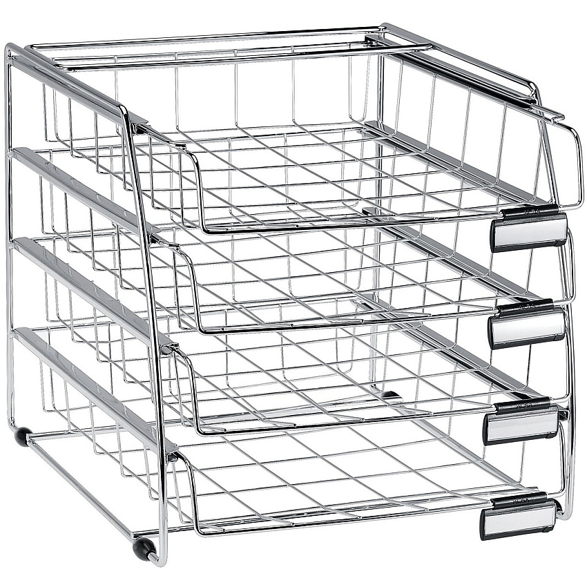 Alba 4 Drawer Letter Tray 4 Compartment(s) - Compartment Size : 2.56" x 11.61" x 14.96" - 15.16" Height12.20" Depth x 12.40" Length - Desktop - Anti-static, Anti-slip - Chrome - Metal - 1 Each (COR4F)