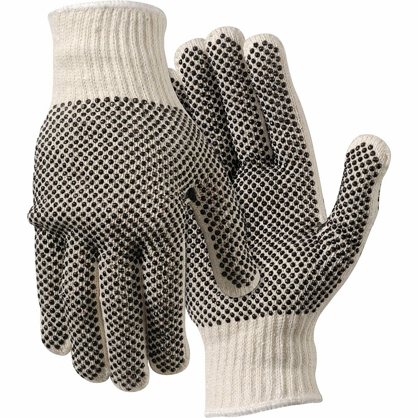 MCR Safety Poly/Cotton Large Work Gloves Dirt, Debris Protection - Large Size - For Right/Left Hand - White - Elastic Wrist, Knit Wrist - 2 / Pair (9660LM)