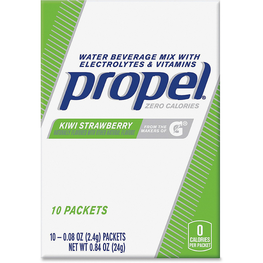 Propel Kiwi/Strawberry Beverage Mix Packets with Electrolytes and Vitamins Powder - 0.08 oz - Kiwi Strawberry - 10/Box - 12 / Carton (01088)
