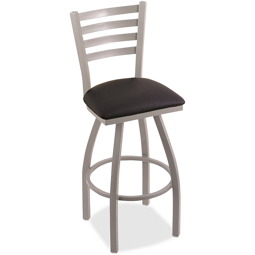 Holland Bar Stools 410 Jackie Swivel Stool Black Seat Color - Hardwood, Vinyl Seat Material - Powder Coated, Nickel Frame Color - Steel Frame Material - Four-legged Base - 1 Each (41030ANBLK)