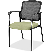 Lorell Mesh Back Stackable Guest Chair Dillon Sage Seat Color - Vinyl Seat Material - Black Back Color - Mesh Back Material - Black Frame Color - Powder Coated Steel Frame Material - Four-legged Base - Sage - Vinyl - Armrest - 1 Each (LLR23100069)