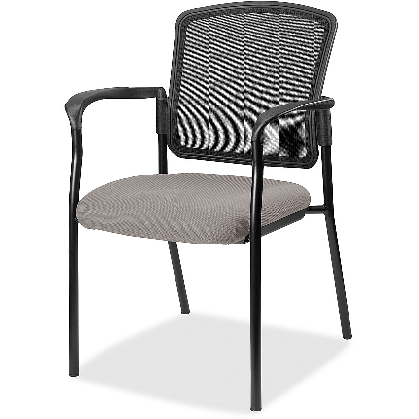 Lorell Mesh Back Stackable Guest Chair Castillo Metal Seat Color - Vinyl Seat Material - Black Back Color - Mesh Back Material - Black Frame Color - Powder Coated Steel Frame Material - Four-legged Base - Metal - Armrest - 1 Each (LLR23100071)