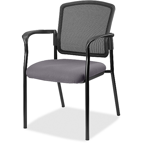 Lorell Mesh Back Stackable Guest Chair Canyon Carbon Seat Color - Vinyl Seat Material - Black Back Color - Mesh Back Material - Black Frame Color - Powder Coated Steel Frame Material - Four-legged Base - Carbon - Armrest - 1 Each (LLR23100101)