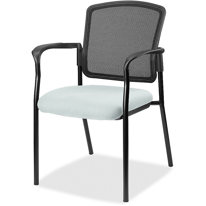 Lorell Mesh Back Stackable Guest Chair Castillo Breezy Seat Color - Vinyl Seat Material - Black Back Color - Mesh Back Material - Black Frame Color - Powder Coated Steel Frame Material - Mid Back - Four-legged Base - Breezy - Fabric - Armres (LLR23100102)