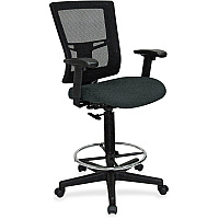 Lorell Mesh Back Drafting Stool Dillon Black Seat Color - Vinyl Seat Material - Black Back Color - Mesh Back Material - Black Frame Color - Mid Back - 5-star Base - Black - Vinyl - Armrest - 1 Each (LLR43100076)