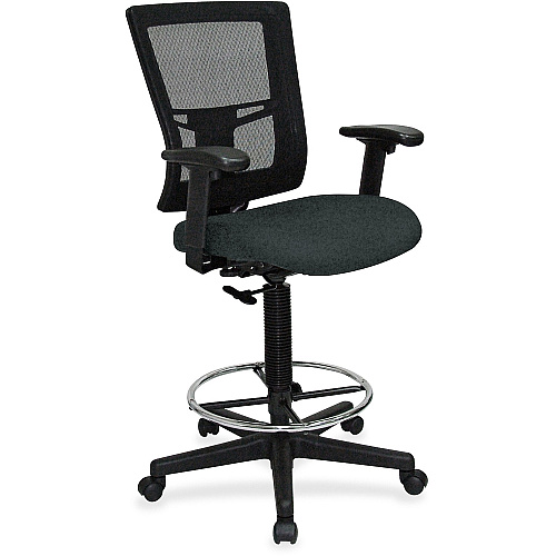Lorell Mesh Back Drafting Stool Dillon Black Seat Color - Vinyl Seat Material - Black Back Color - Mesh Back Material - Black Frame Color - Mid Back - 5-star Base - Black - Vinyl - Armrest - 1 Each (LLR43100076)