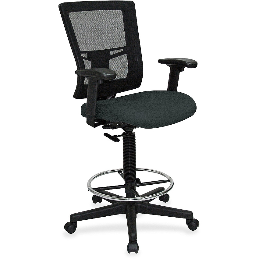 Lorell Mesh Back Drafting Stool Dillon Black Seat Color - Vinyl Seat Material - Black Back Color - Mesh Back Material - Black Frame Color - Mid Back - 5-star Base - Black - Vinyl - Armrest - 1 Each (LLR43100076)