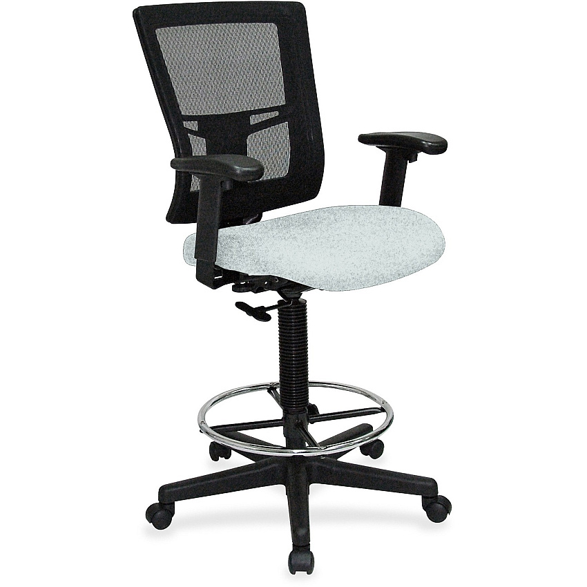 Lorell Mesh Back Drafting Stool Castillo Breezy Seat Color - Vinyl Seat Material - Black Back Color - Mesh Back Material - Black Frame Color - Mid Back - 5-star Base - Breezy - Vinyl - Armrest - 1 Each (LLR43100102)