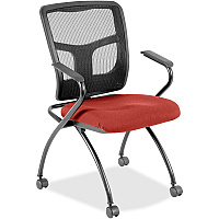 Lorell Mesh Back Nesting Training/Guest Chairs Canyon Red Rock Seat Color - Vinyl Seat Material - Black Back Color - Mesh Back Material - Gray Frame Color - Powder Coated Metal Frame Material - Four-legged Base - Armrest - 2 / Carton (LLR84374075)