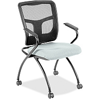 Lorell Mesh Back Nesting Training/Guest Chairs Castillo Breezy Seat Color - Vinyl Seat Material - Black Back Color - Mesh Back Material - Gray Frame Color - Powder Coated Metal Frame Material - Four-legged Base - Armrest - 2 / Carton (LLR84374102)