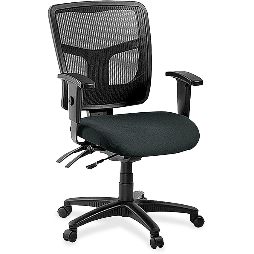 Lorell ErgoMesh Series Managerial Mesh Mid-Back Chair Dillon Black Seat Color - Vinyl Seat Material - Black Back Color - Mesh Back Material - Mid Back - 5-star Base - 1 Each (LLR86201076)