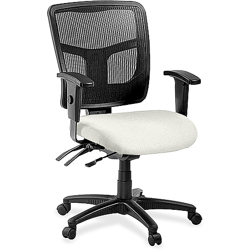 Lorell ErgoMesh Series Managerial Mesh Mid-Back Chair Dillon Snow Seat Color - Vinyl Seat Material - Black Back Color - Mesh Back Material - Mid Back - 5-star Base - 1 Each (LLR86201103)