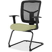 Lorell ErgoMesh Series Mesh Back Guest Chair with Arms Dillon Sage Seat Color - Vinyl Seat Material - Black Back Color - Mesh Back Material - Cantilever Base - Sage - Armrest - 1 Each (LLR86202069)