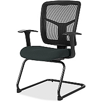 Lorell ErgoMesh Series Mesh Back Guest Chair with Arms Dillon Black Seat Color - Vinyl Seat Material - Black Back Color - Mesh Back Material - Cantilever Base - Black - Armrest - 1 Each (LLR86202076)