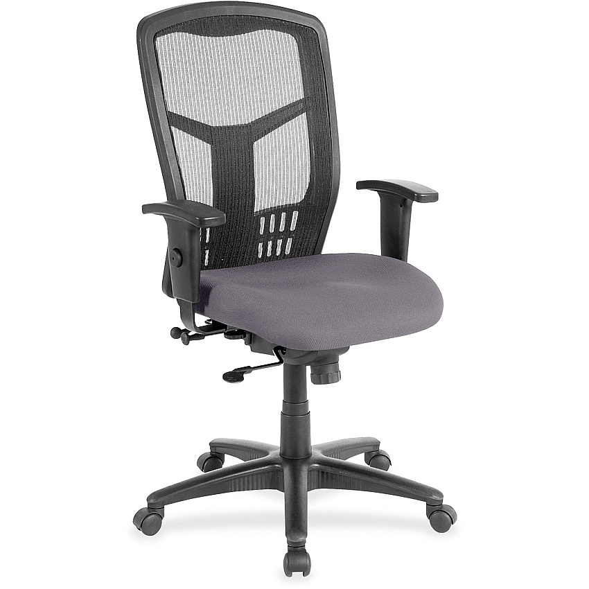Lorell Executive Mesh High-back Swivel Chair Canyon Carbon Seat Color - Vinyl Seat Material - Black Back Color - Mesh Back Material - High Back - Carbon, Canyon - Armrest - 1 Each (LLR86205101)