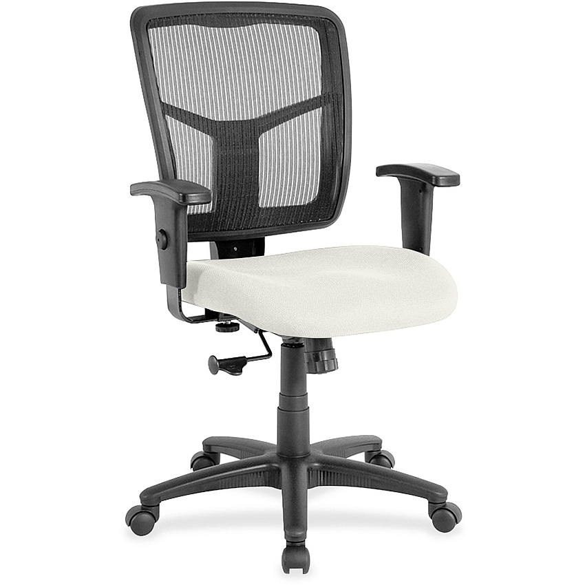Lorell Ergomesh Managerial Mesh Mid-back Chair Dillon Snow Seat Color - Vinyl Seat Material - Black Back Color - Mesh Back Material - Mid Back - 5-star Base - 1 Each (LLR86209103)