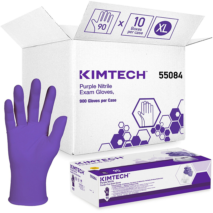 KIMTECH Purple Nitrile Exam Gloves 6 mil Thickness x 9.50" Glove Length - X-Large Size - For Right/Left Hand - Purple - Latex-free, Textured Fingertip, Non-sterile - For Laboratory Application, Chemotherapy - 90/Box - 10 / Carton (55084CT)