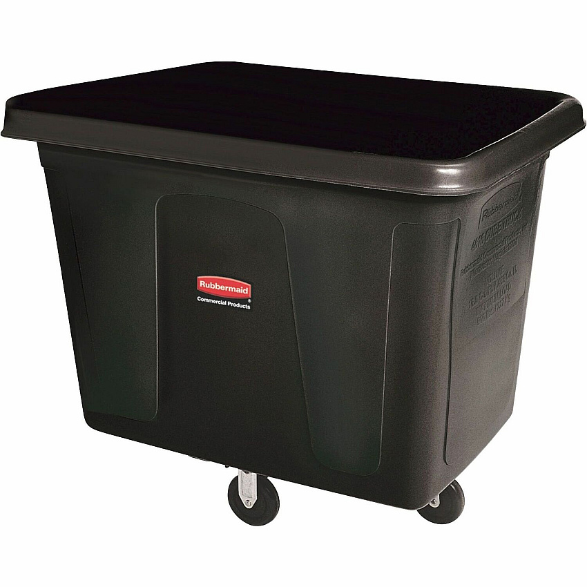 Rubbermaid Commercial 300-lb Capacity Cube Truck 44.91 gal Capacity - Cube - Durable - 28.1" Height x 26" Width - Metal, High-density Polyethylene (HDPE) - Black - 1 Each (460800BK)