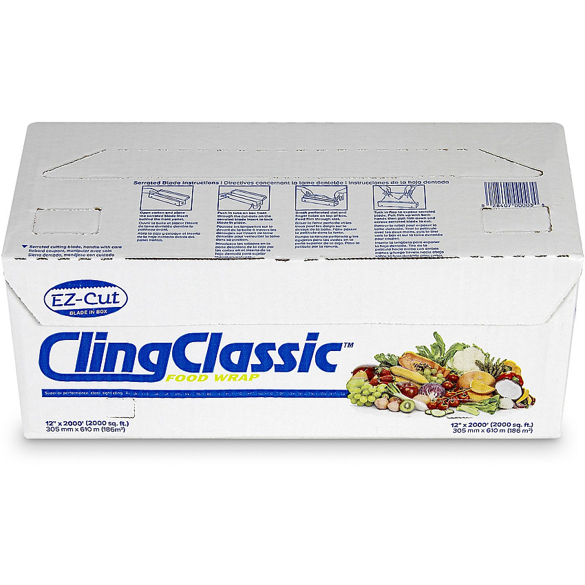 Berry Cling Classic Food Wrap 12" Width x 2000 ft Length - Polyvinyl Chloride (PVC) - Clear - 1 / Carton (30550200)