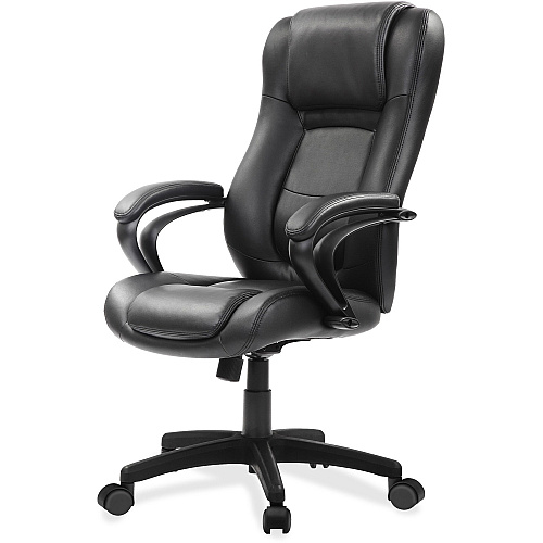 Eurotech Pembroke Mid Back Executive Chair Black Seat Color - Bonded Leather Seat Material - Black Back Color - Bonded Leather Back Material - High Back - 5-star Base - 1 Each (LE521)